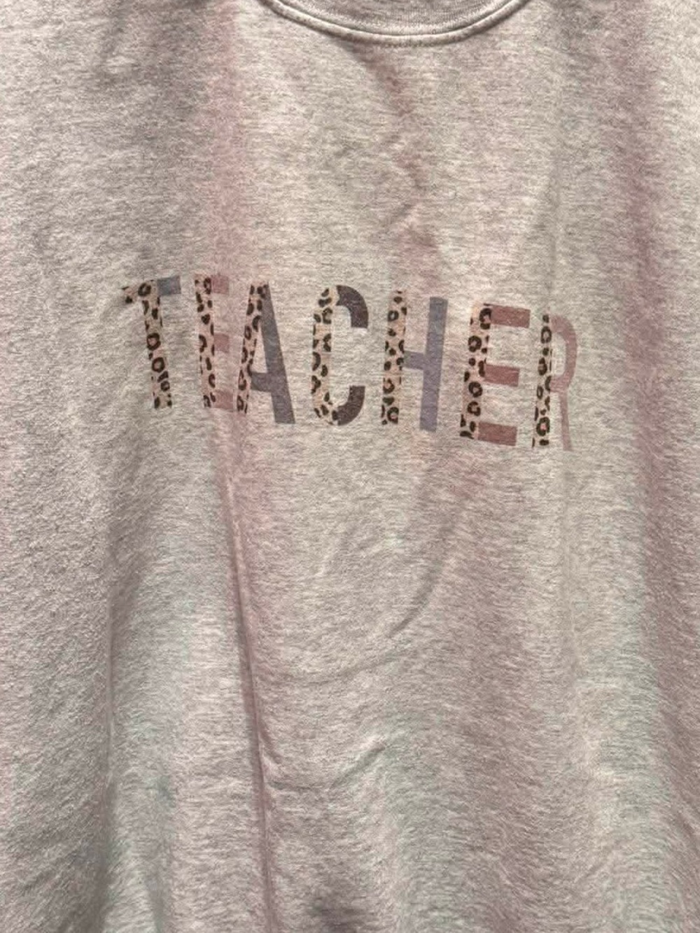 Heather Gray Crewneck with Leopard 'TEACHER' Print XL - Picture 4 of 4